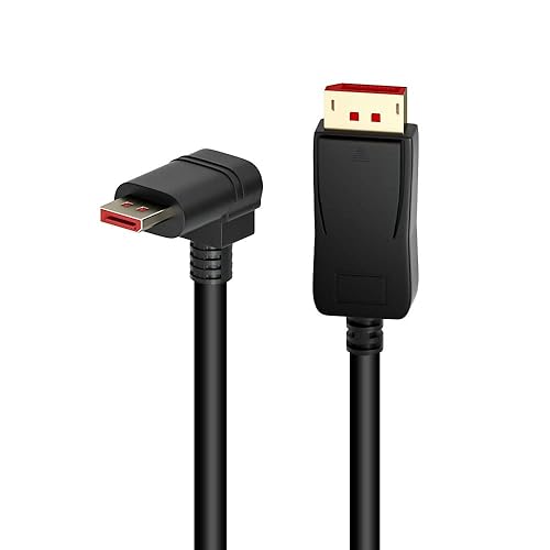 ALYYDBG 8K@60Hz 90 Degree Right Angle DP 1.4 Cable, Male to Male Right Angled Displayport 1.4 Cable Cord 8K@60Hz, 4K@144Hz, 2K@165Hz, 1.8M/6FT