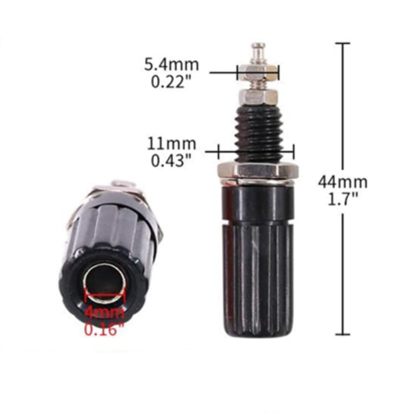 Oiyagai 20 Pack Binding Post Banana Plug Connectors, 4mm Panel Mount Jack Socket (10 Red + 10 Black), Speaker Amplifier Terminal for Audio, DIY