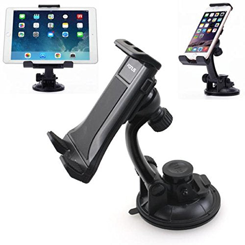 Rotating Car Mount Windshield Dashboard Tablet Phone Holder Swivel Cradle Dock Suction Black for Sprint Kyocera DuraForce Pro - Sprint LG G Flex 2