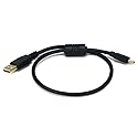 Monoprice 1.5-Feet USB 2.0 A Male to Mini-B 5pin Male 28/24AWG Cable with Ferrite Core (Gold Plated) (105446),Black