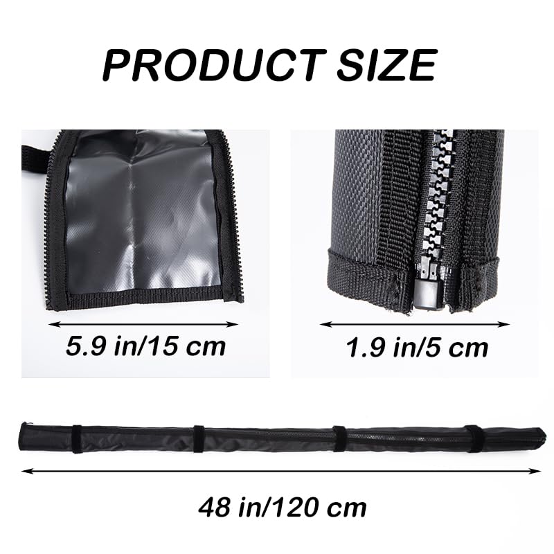 48-Inch Zippered Trolling Motor Cable Sleeve, Heavy-Duty Trolling Motor Sleeve & Outboard Motor Sleeve with 4 Pcs Touch Fastener, Organized Cable