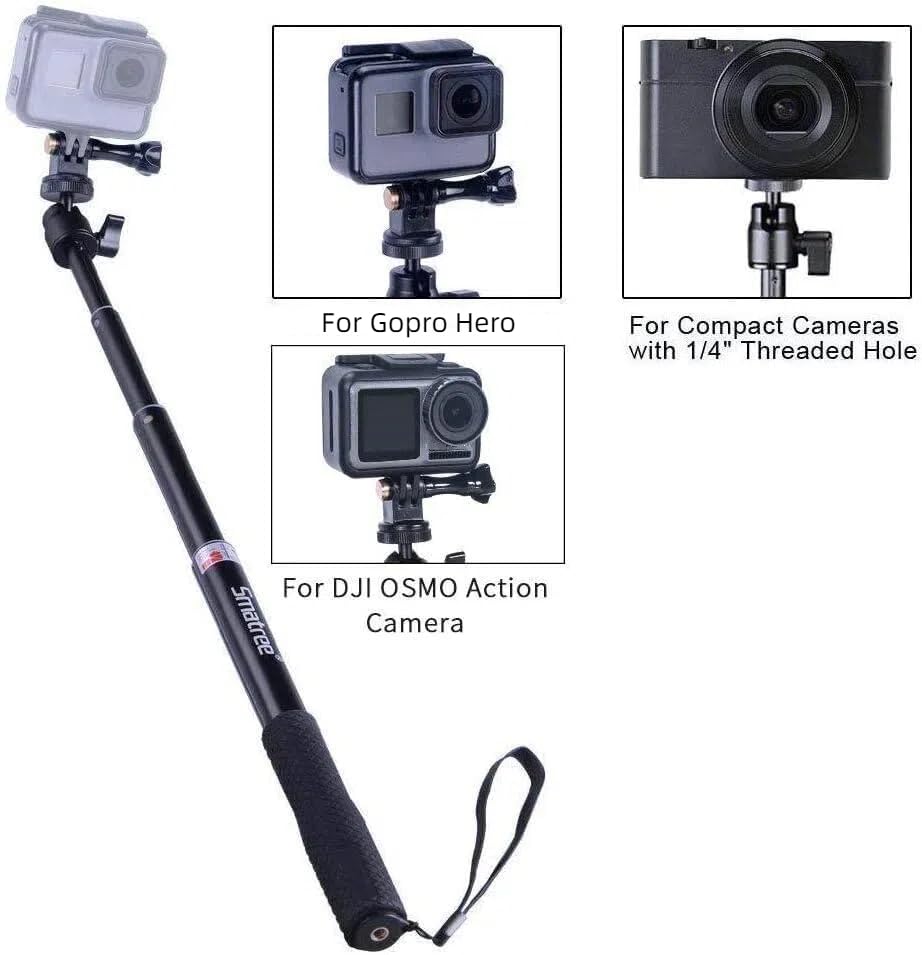 Smatree 36.6” Extendable Aluminum Selfie Stick/Monopod Compatible for DJI OSMO 360/Osmo Action 6/Insta360 X5/Ace, for Gopro Max 2/Lit
