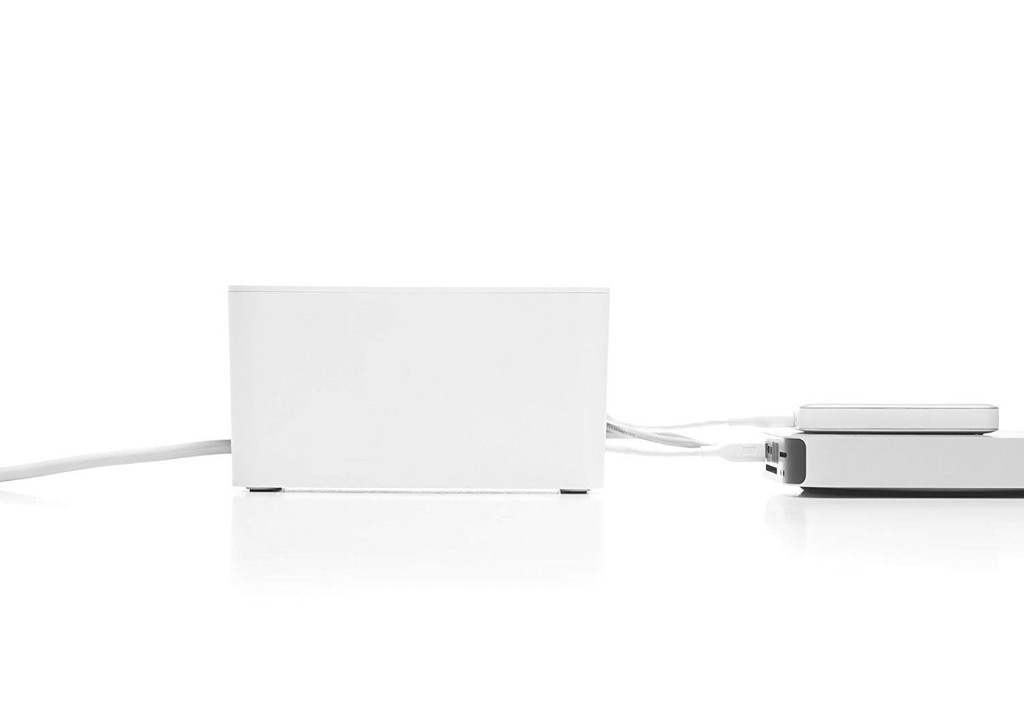 Bluelounge CableBox Cable and Cord Management System Includes Surge Protector (CableBox Mini | 2 Pack, White)