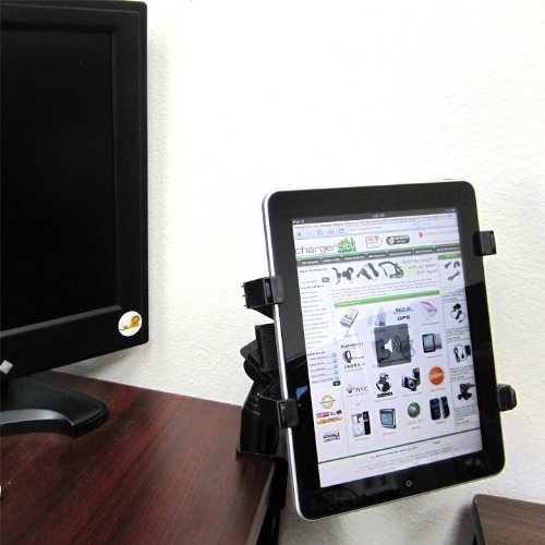 ChargerCity 4" Desktop Stand C Clamp Tablet Mount for Distance Learning with 360° Swivel Adjust Holder for Apple iPad Air Pro Mini Surface Pro Samsung
