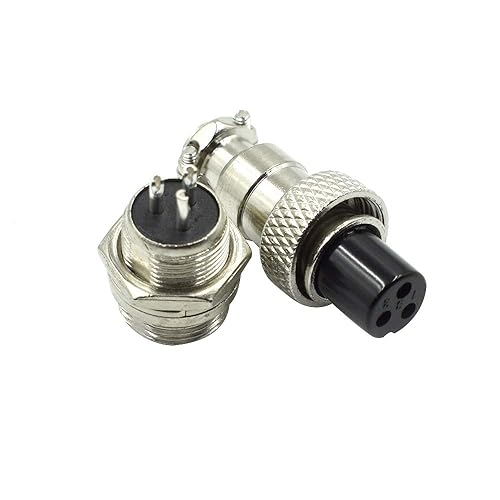 Hxchen 3 Pin Metal Male Female Panel Connector 12mm GX12-3P Silver Aviation Plug - (2 Sets)