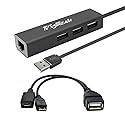 LAN Ethernet Adapter with 3 USB Port Hub with OTG USB Power Included for TV Streaming Devices FIRESTICKS, 2nd Gen, 3rd Gen 4K firestick, Expand