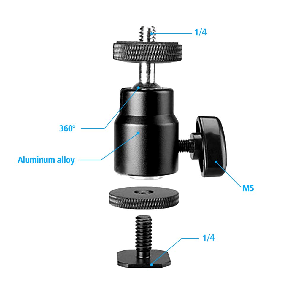 SLOW DOLPHIN Photography Super Clamp with Camera Clamp Mount Ball Head Clamp and Mini Ball Head Hot Shoe Mount Adapter with 1/4'' -20 Tripod Screw