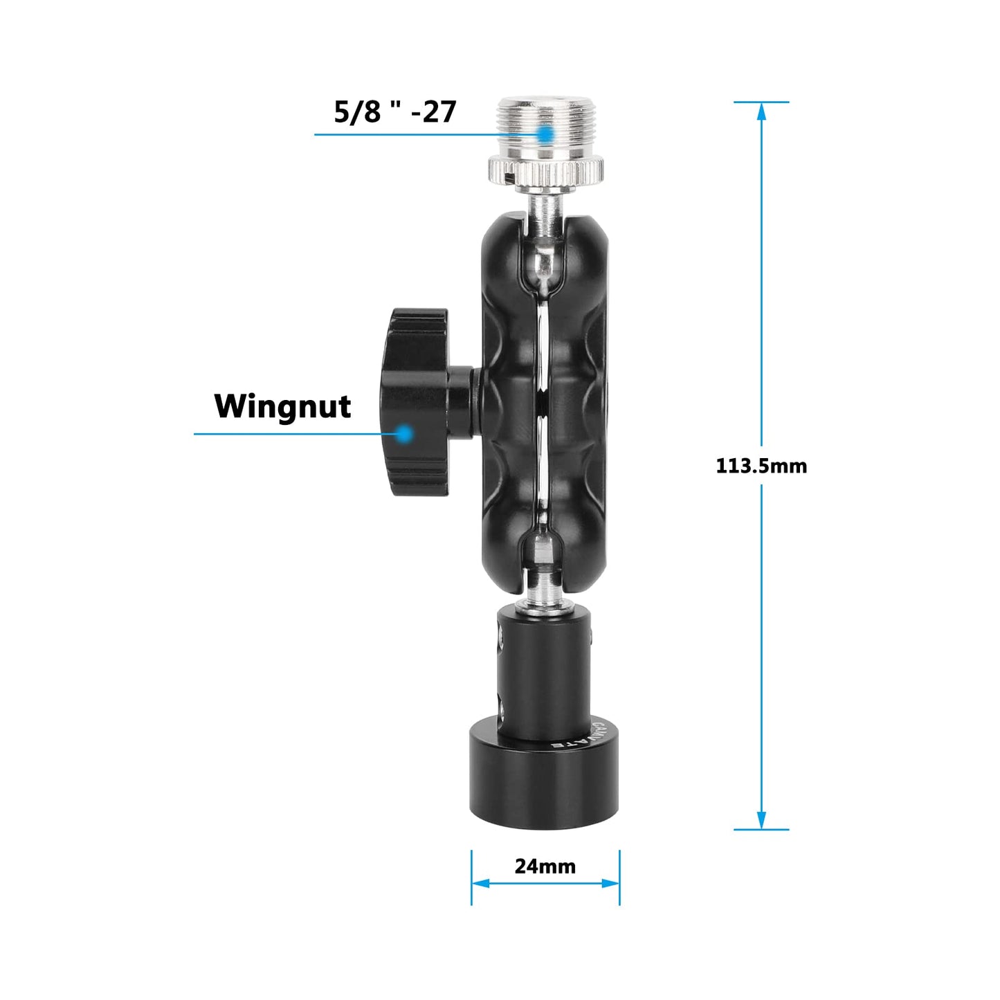 CAMVATE Mini Ball Head Mount Microphone Clamp with 5/8"-27 Male and Female Adapter - 3303