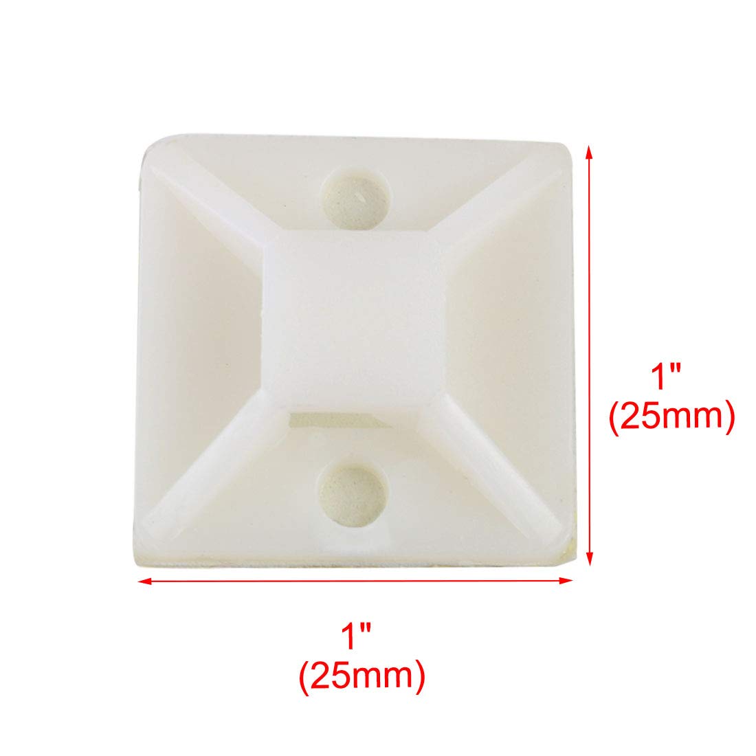 uxcell Plastic Adhesive Cable Zip Tie Mount Base 25mmx25mm Replacing Parts Self Adhesive Base 100 Pcs White