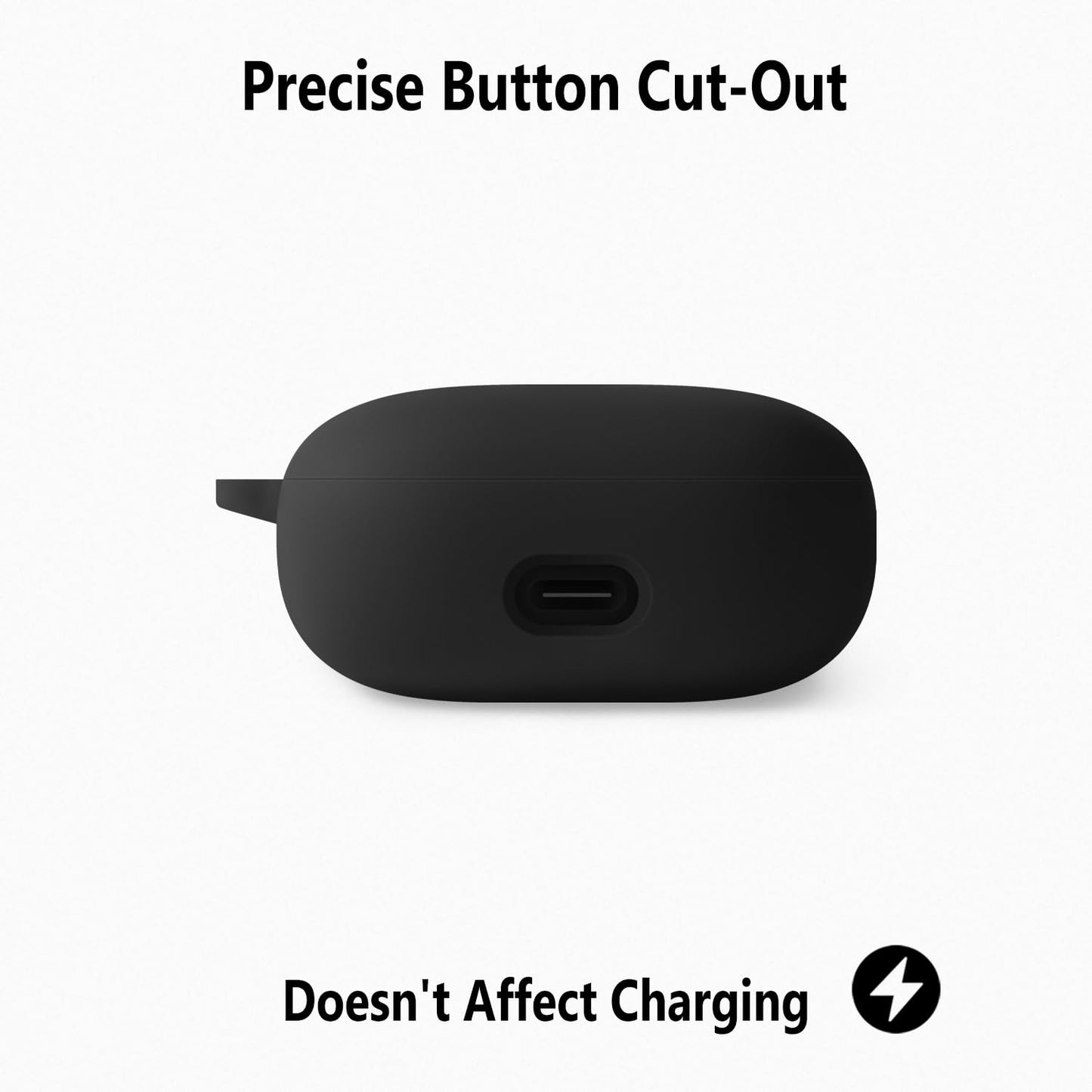 Geiomoo Silicone Case for Anker Soundcore Liberty 5, Soft Flexible Scratch Resistant Protective Cover with Carabiner (Black)