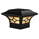 Classy Caps Kingston Solar Post Cap - Fits 2"x2", 2.5"x2.5" and 3"x3" Fence & Deck Posts - Black Cast Aluminum - Warm/Cool Light Color Modes