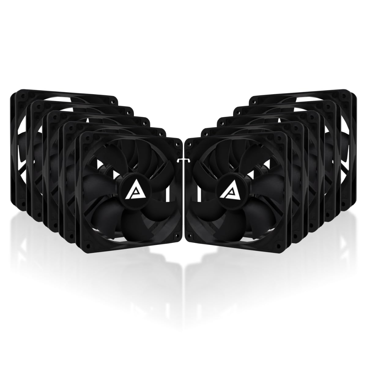 Apevia CF1012S-BK 120mm 4pin Molex & 3pin Motherboard Black Silent Case Fan (10-pk)