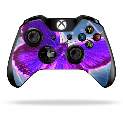 Protective Vinyl Skin Decal Skin Compatible with Microsoft Xbox One/One S Controller wrap Sticker Skins Violet Butterfly