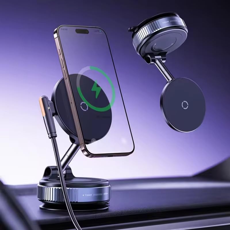 FLOBBER Vacuum Magnetic Phone Holder for Car 360° Adjustable Magsafe Car Mount - Compatible All Smart Device Phone Mount, Secure GPS & Call, Magsafe