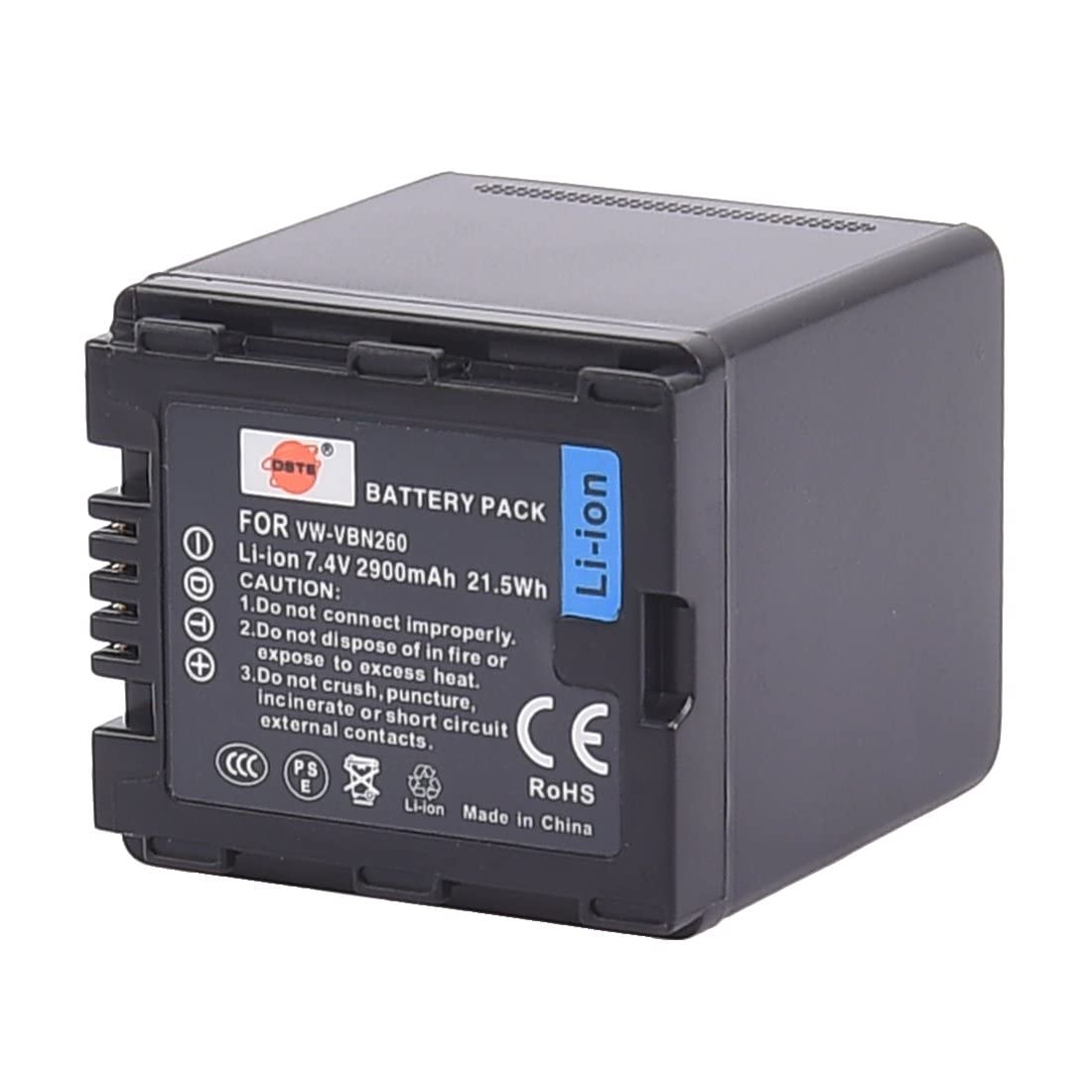 DSTE Replacement for VW-VBN260 Li-ion Battery Compatible Panasonic HC-X800 X900 X910 X920 HDC-HS900 SD800 SD900 TM900 Camera as VW-VBN130