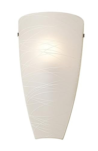 Possini Euro Design Isola Modern Wall Sconce Lighting Brushed Nickel Hardwired 13 1/4" High Fixture Frosted Art Glass White Stripe for Bedroom