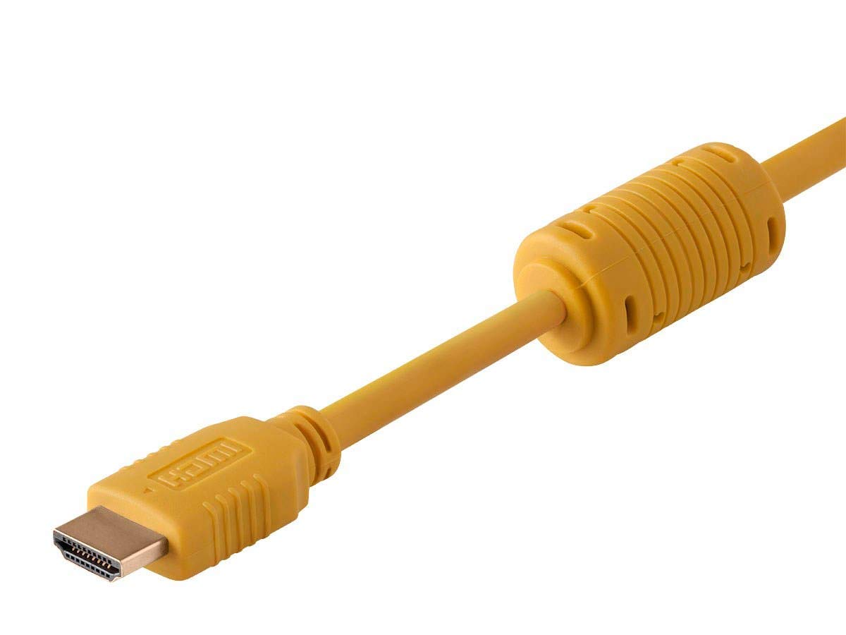 Monoprice 4K High Speed HDMI Cable - HDMI 2.0, 4K@60Hz, HDR, HDR10, Dolby Vision, 18Gbps, YUV 4:4:4, 28AWG, With Ferrite Cores, 1.5 Feet, Yellow
