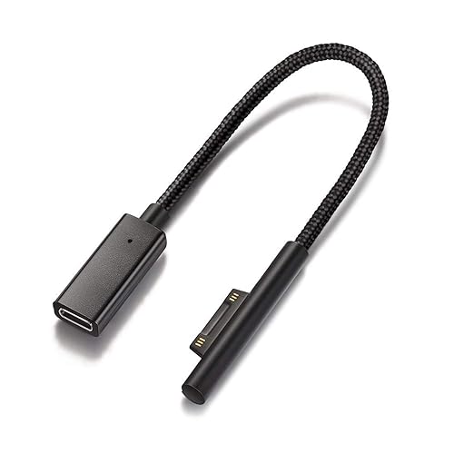 Sisyphy Nylon Braided Surface Connect to USB-C Charging Cable Dongle, Requires 45W 15V3A USBC Charger PD Power Supply, Compatible with Microsoft