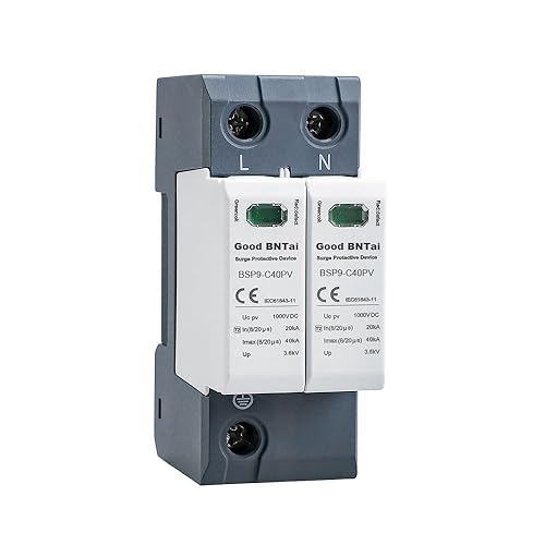 Good BNTai DC Surge Protector, 40KA 1000VDC Voltage Surge Protective Device Protection Device DIN Rail Mount Lighting Protection (BSP9-C40PV 2P 40KA