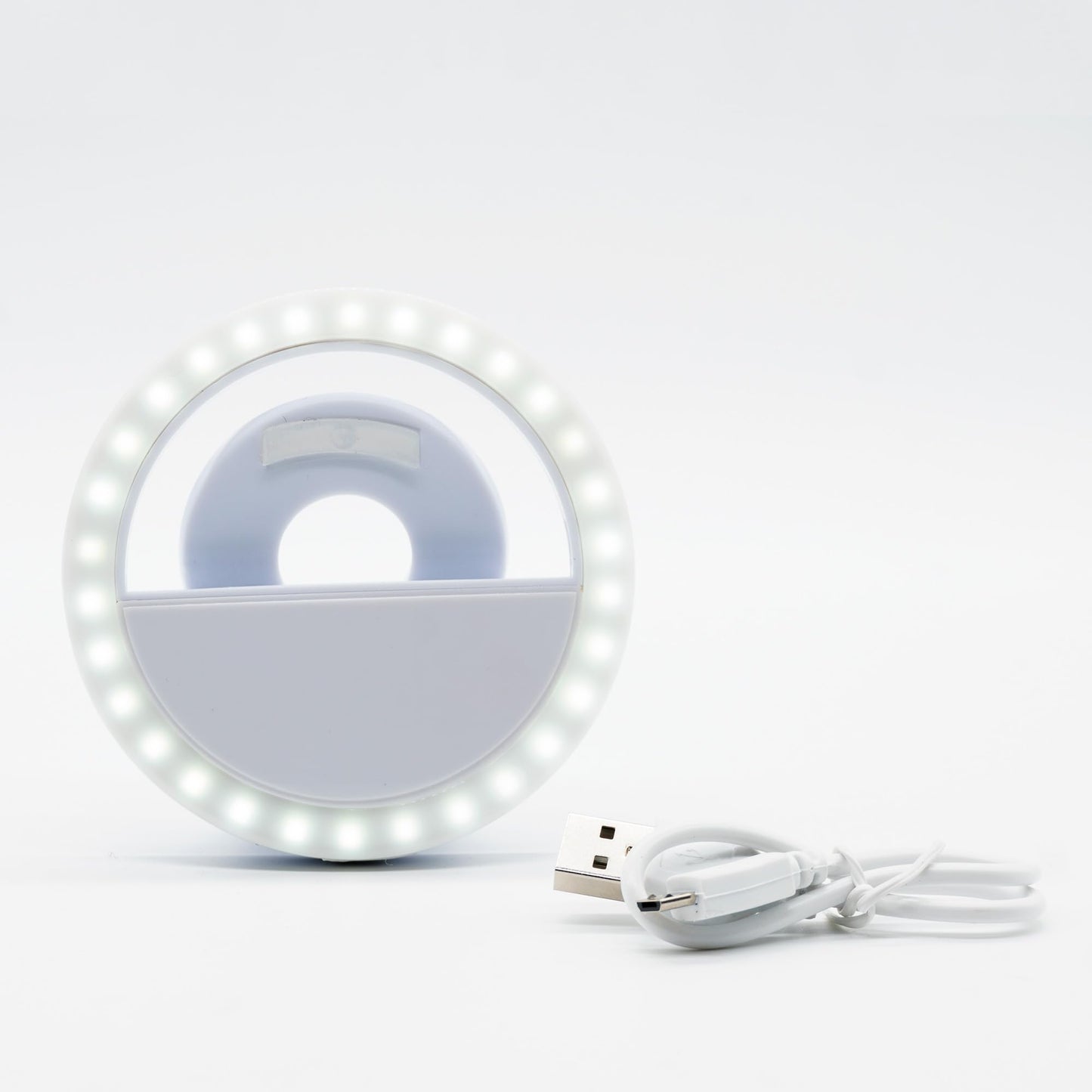 Windy City Novelties Rechargeable LED Selfie Ring Light - Clip-On 3.5” Phone Light for iPhone, Android & Laptops - USB Charging, Adjustable Brightness