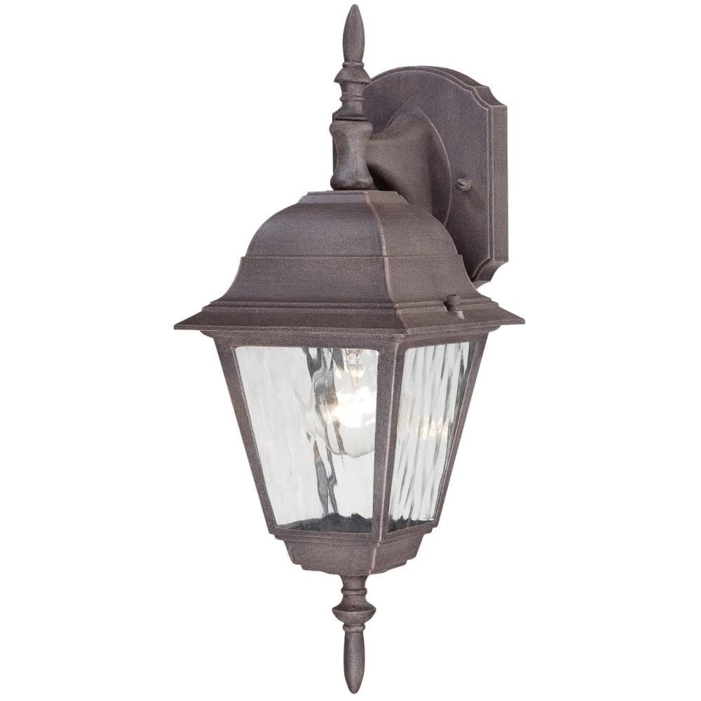 Westinghouse Rust Patina 6785100 One-Light Exterior Wall Lantern, Textured Finish on Cast Aluminum with Clear Water Glass Panels, No Size