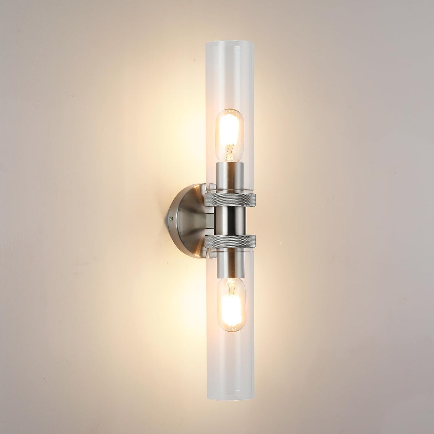 ECOBRT 2 Light Bathroom Vanity Light Brushed Nickel, Bathroom Light Fixtures Side Mirror, Vintage Wall Lamp for Bedroom, Modern Bedroom Vanity