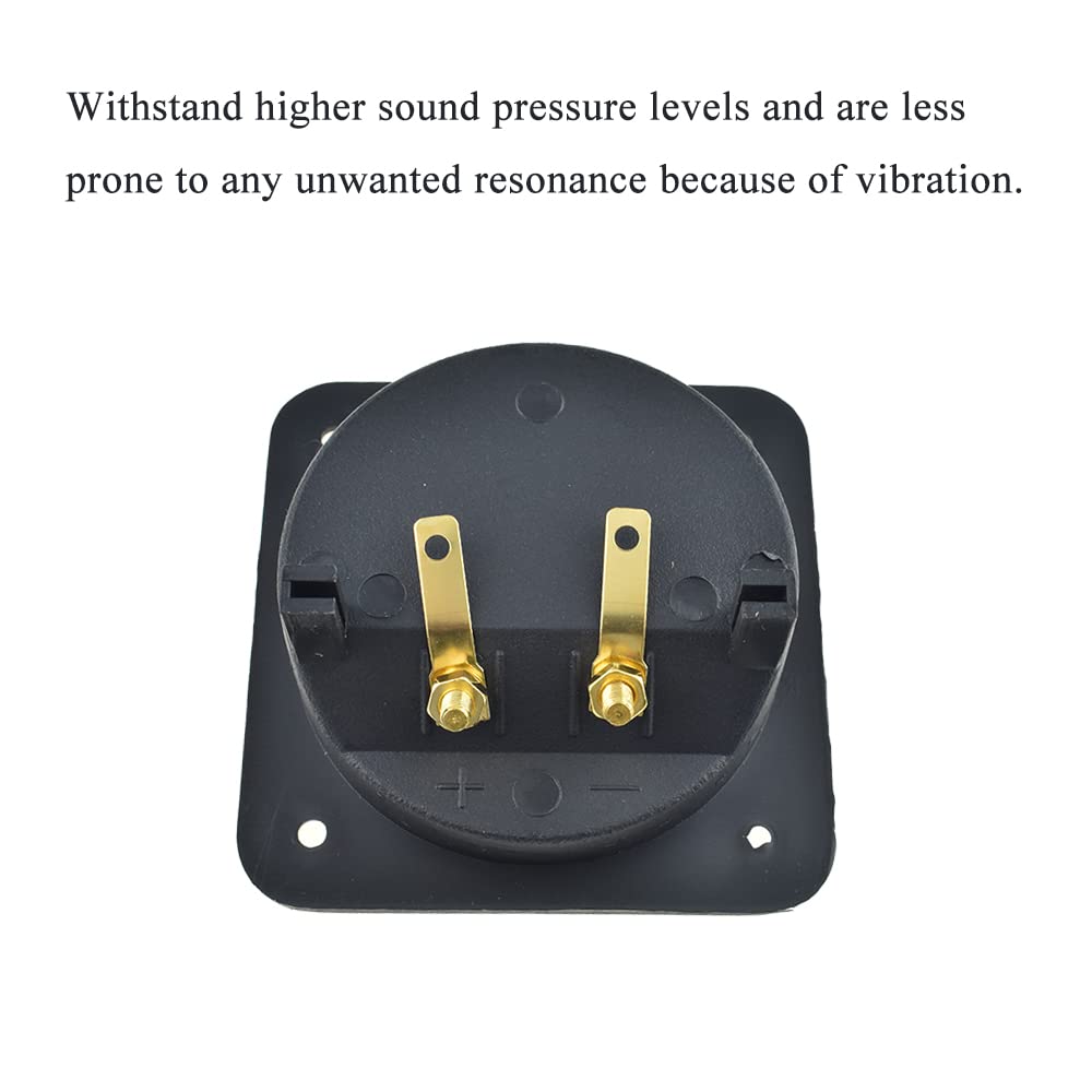 Hahiyo 80mm Diameter Square Speaker Box Terminal Cup Withstand Higher Sound Pressure Less Resonance Connect Securely Binding Post Connector Black 2