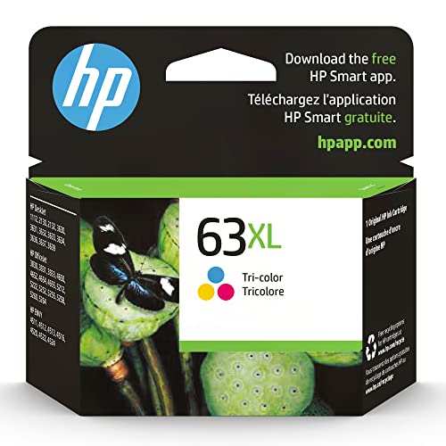HP 63XL Tri-Color High-Yield Ink Cartridge | Works with Printer Series: DeskJet 1112, 2130, 3630, Envy 4510, 4520, OfficeJet 3830, 4650, 5200 |