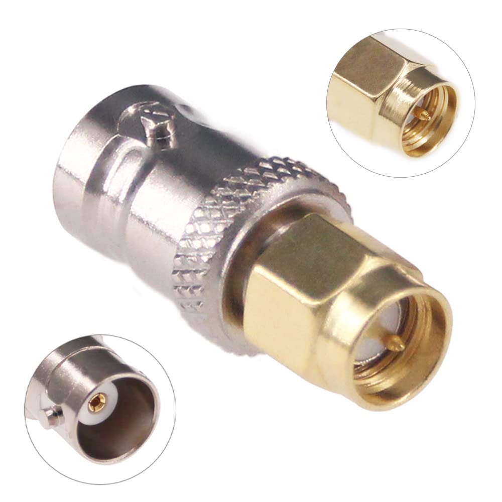 RFaha 5pcs SMA to BNC Coax Connector SMA Male to BNC Female RF Adapter Coax Coaxial Connector Adapter for RF Antennas/Wireless LAN Devices(F18-5)