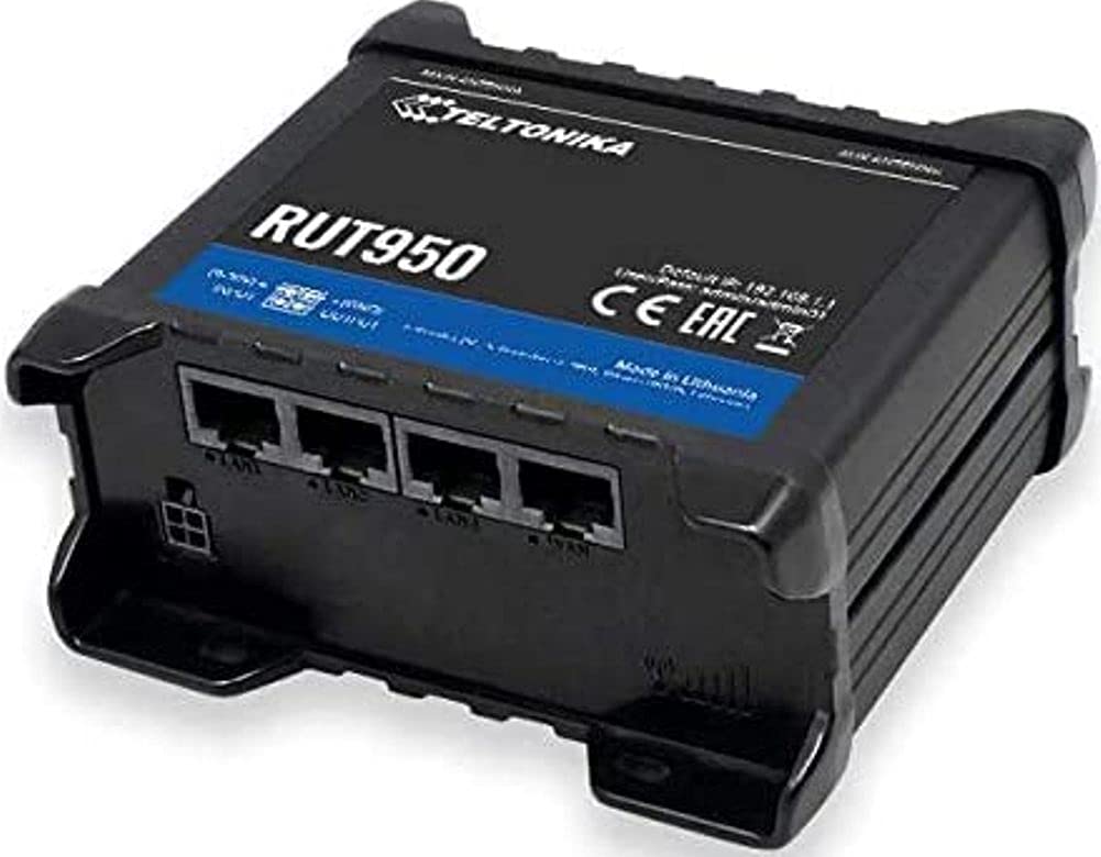 Teltonika RUT950K02400 Model RUT950 Industrial 4G LTE Wi-Fi WAN Cellular Router for Verizon, Automatic Switch to Available Backup Connection; Wireless