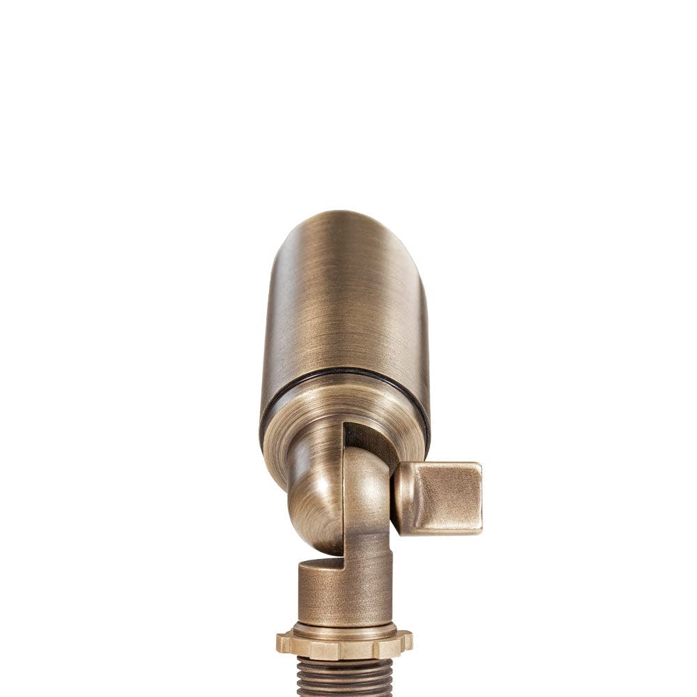 Lumen Logic Cast Brass 12V Mini Outdoor Spotlight (Bronze) with 2W 175 Lumen 2700K Warm White MR8 LED Bulb for Low Voltage Landscape Lighting