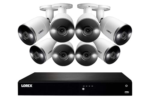 Lorex N4K3SD-168WB 4K Smart Deterrence 16 Channel Surveillance System w/ N862A63B 4K 3TB Fusion NVR and 8 E892AB 4K Smart Deterrence Bullet Cameras