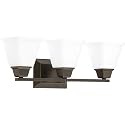 Progress Lighting Clifton Heights Collection 3-Light Etched Glass Craftsman Bath Vanity Light Antique Bronze, 8.38x23.00x23.00