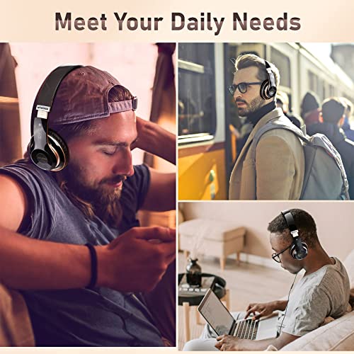 Falebare Bluetooth Headphones Over Ear, 6S Wireless Headphones Wired with 6 EQ Modes, 40 Hours Playtime Foldable HiFi Stereo Headset with Microphone…