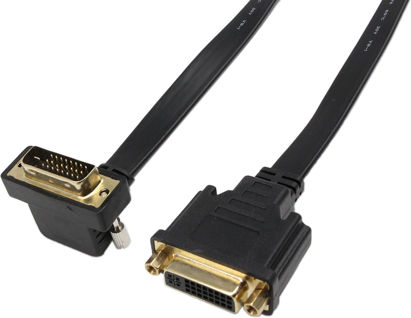 zdyCGTime 90 Degree DVI Extension Cable, 1FT/30CM Flat Slim DVI-D Dual Link, Female to Male, Supports 1080p, Compatible with TV, Projector