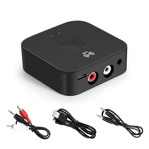 Bluetooth Receiver for Home Stereo RCA, 3.5mm AUX Wireless Audio Adapter for Home and Car Stereo System,NFC-Enabled