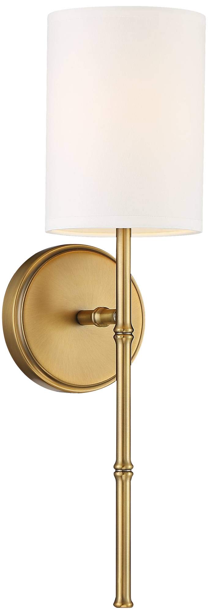 Regency Hill Abigale Modern Luxury Wall Lamp Brass Gold Metal Hardwired 5" Wide Fixture White Fabric Cylinder Shade for Bedroom Bathroom Vanity