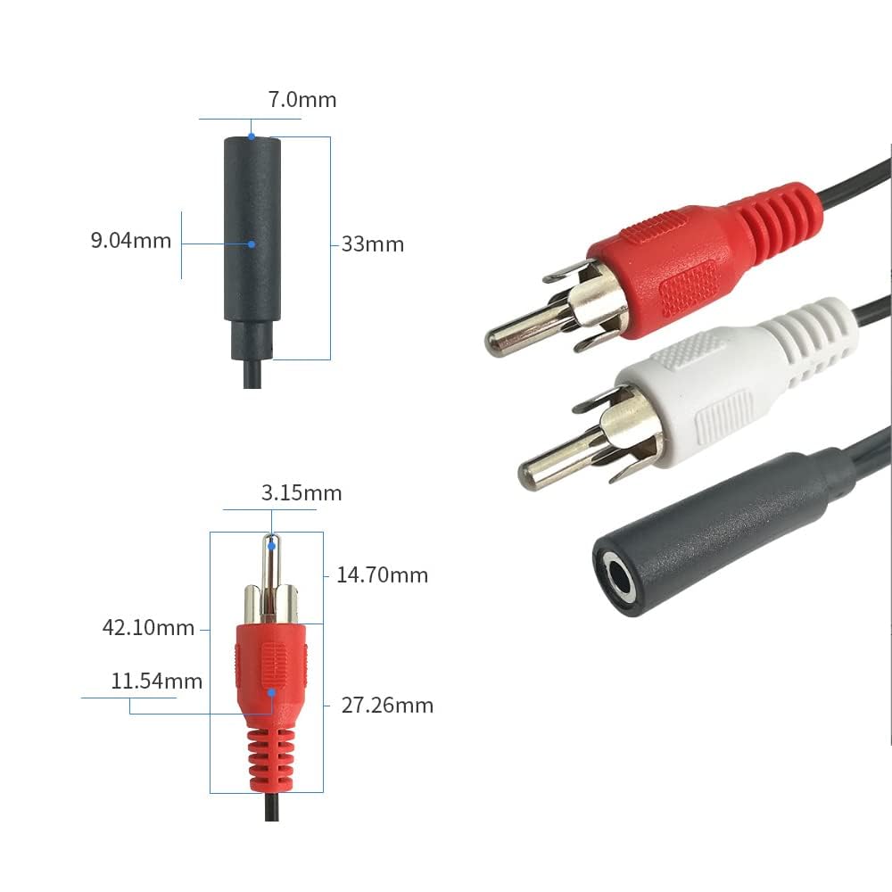 6 Inch 3.5mm Female to 2 RCA Male Stereo Audio Y Cable, Nickel Plated Adapter Compatible for TV,Smartphones, MP3, Tablets, Speakers,Home Theater