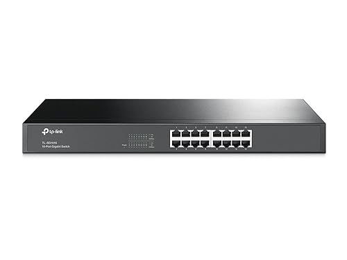 TP-Link TL-SG1016 | 16 Port Gigabit Ethernet Switch | Plug & Play | Sturdy Metal, Shielded Ports, Rackmount, Fanless, Black | 3 Year Manufacturer