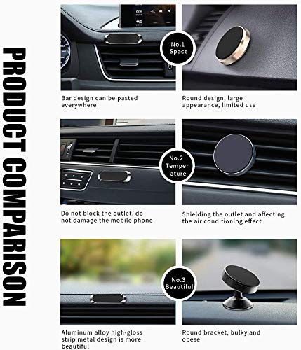 SALEX Flat Magnetic Mounts 4 Pack with 3M Adhesive. Gold Cell Phone Holder Stick on Car Dashboard, Wall, Mirror. Universal Low Profile Magnet Kit