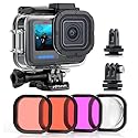 SOONSUN Waterproof Case with Dive Filters for GoPro Hero 13/12 / 11/10 / 9 Black, 196 Feet Underwater Protective Dive Housing Case with Red, Light