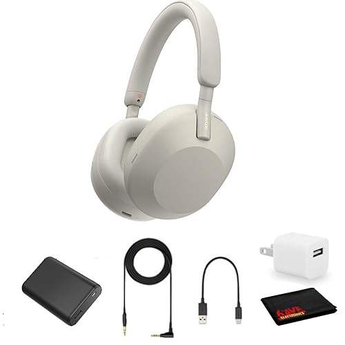 Sony WH-1000XM5 Noise-Canceling Wireless Over-Ear Headphones (Silver), 30 Hours Playback Time, Hands-Free Calling, Alexa Voice Control - Kit…
