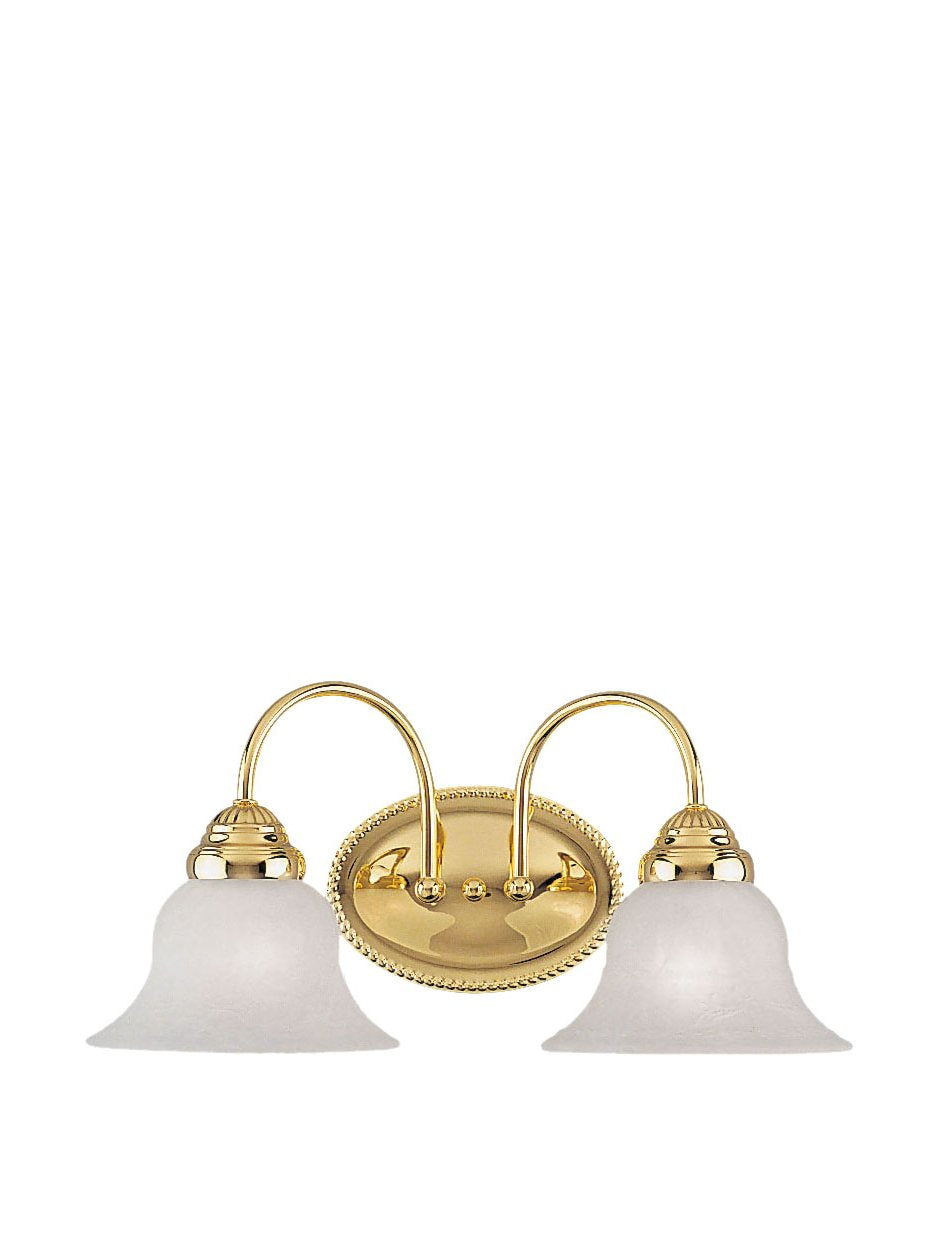Livex Lighting 1532-02 Edgemont 2 Light Vanity Polished Brass with White Alabaster Glass