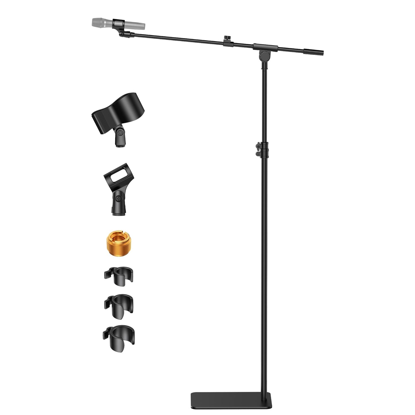 InnoGear Mic Stand Floor, Boom Arm Floor Microphone Stand Height Adjustable Heavy Duty with Iron Base for HyperX SoloCast, HyperX QuadCast S, Razer