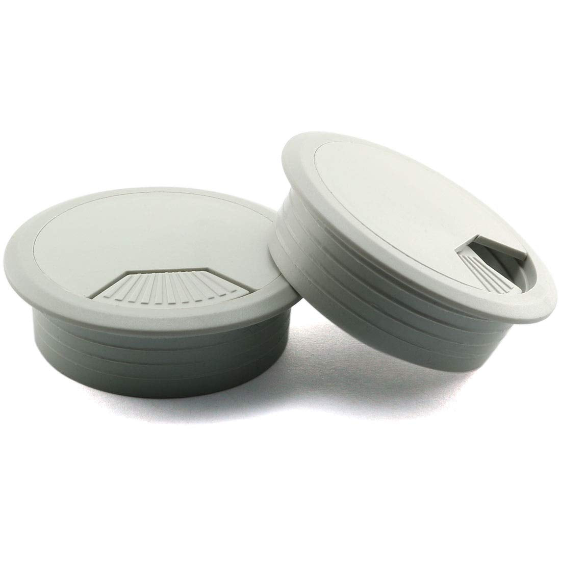 HJ Garden 2pcs 2inch Desk Wire Cord Cable Grommets Hole Cover for Office PC Desk Cable Cord Organizer Plastic Cover Grey