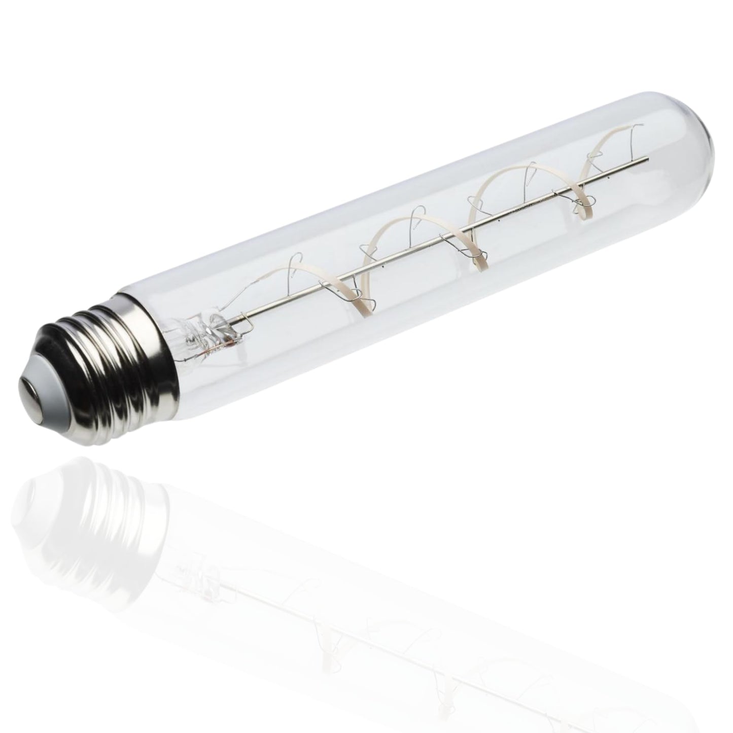 Satco S11524 LED Bulb, 6W (40W Eq), T9 Vintage Style, Flex Gray Coil Filament, 2700K Warm White, E26 Medium Base, Dimmable, Clear Glass, 500 Lumens