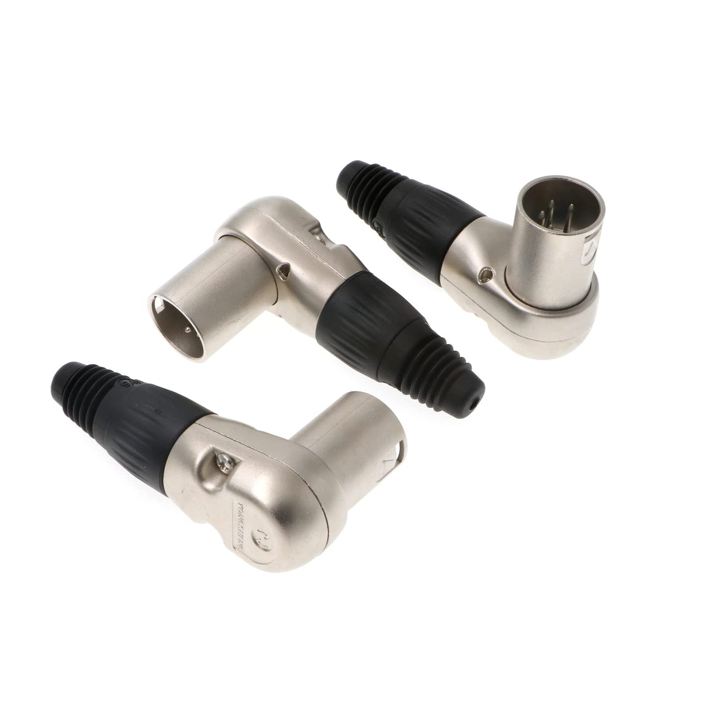 Uonecn XLR 4 pin Male Connector for ARRI Monitor DSLR Rig 3 pcs Right Angle 90 Degree XLR 4 pin Male