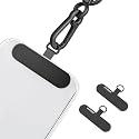AOOMO Phone Tether Tab, Metal Patch, Phone Strap Replacement Part for Cell Phone, Safety Lanyard Patch (2 PCS Black)