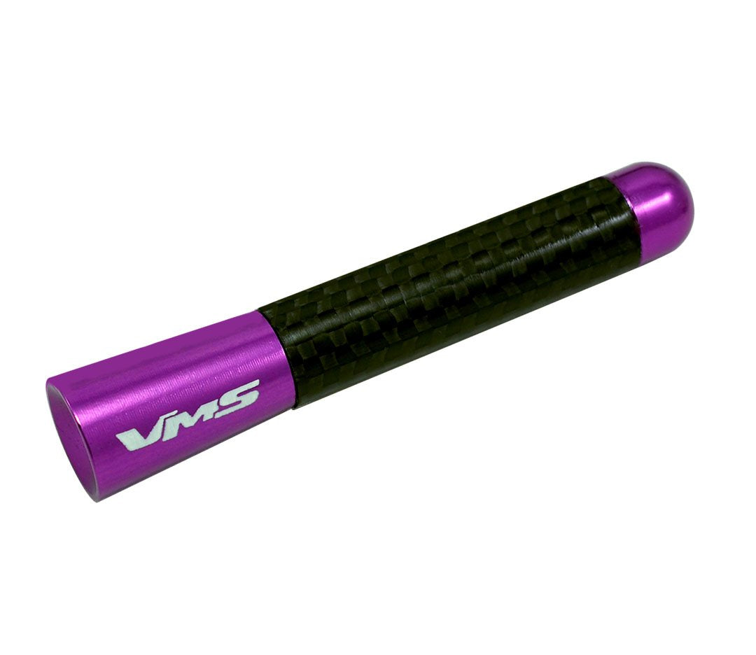 VMS RACING Purple with Black Real Carbon Fiber CNC Machined Billet Aluminum Short 3" inch Antenna Compatible with Jeep Wrangler JK JKU Series
