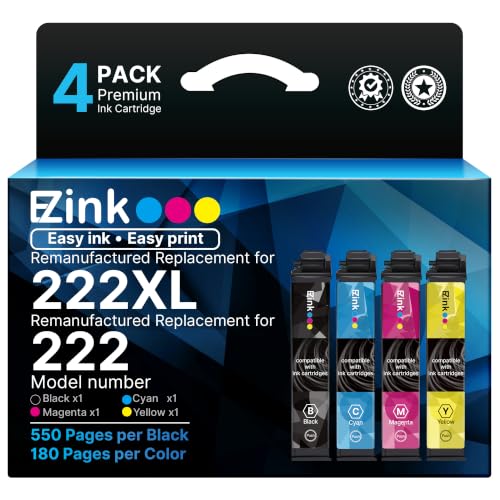E-Z Ink Remanufactured Replacement for 222XL Ink Cartridges Combo Pack